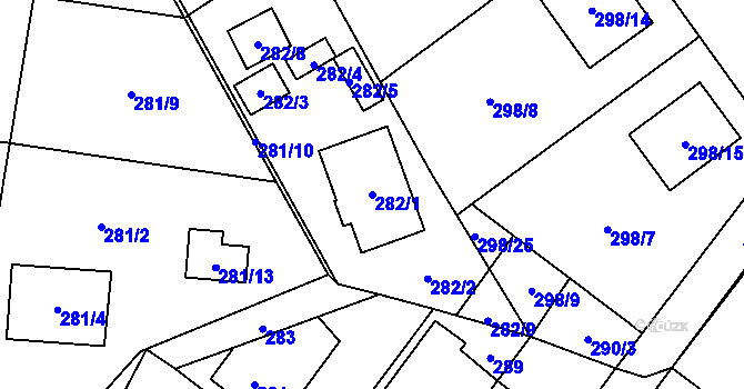 Parcela st. 282/1 v KÚ Chotěboř, Katastrální mapa