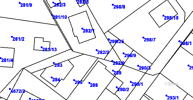 Parcela st. 282/2 v KÚ Chotěboř, Katastrální mapa