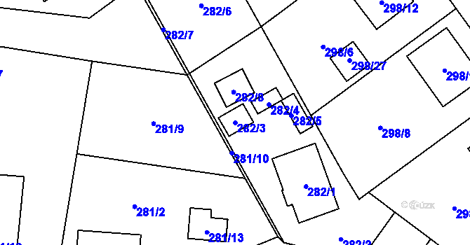 Parcela st. 282/3 v KÚ Chotěboř, Katastrální mapa