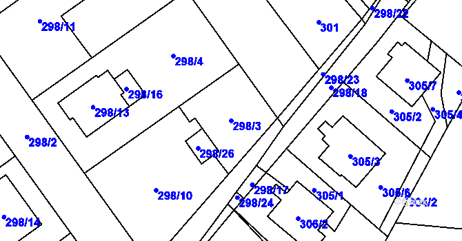 Parcela st. 298/3 v KÚ Chotěboř, Katastrální mapa