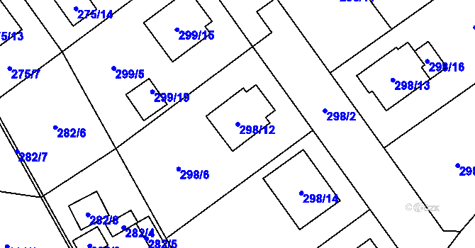 Parcela st. 298/12 v KÚ Chotěboř, Katastrální mapa