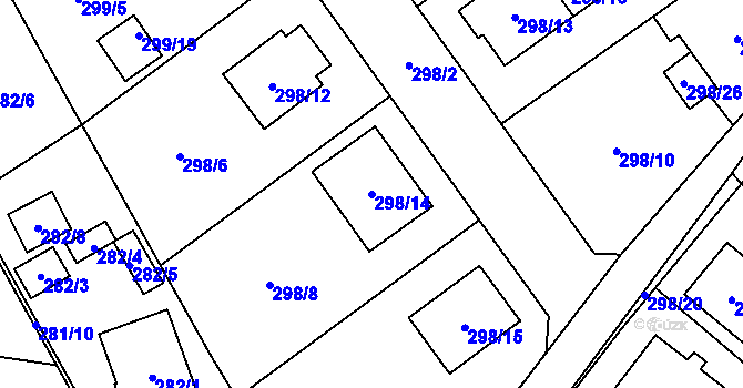 Parcela st. 298/14 v KÚ Chotěboř, Katastrální mapa