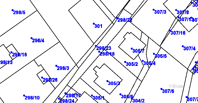 Parcela st. 298/18 v KÚ Chotěboř, Katastrální mapa