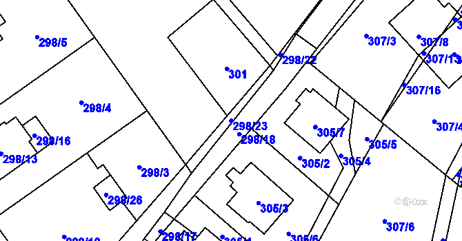 Parcela st. 298/23 v KÚ Chotěboř, Katastrální mapa