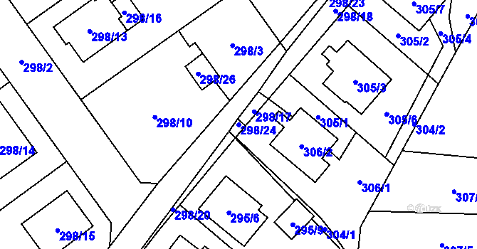 Parcela st. 298/24 v KÚ Chotěboř, Katastrální mapa