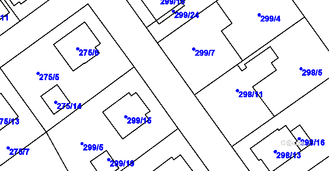 Parcela st. 299/3 v KÚ Chotěboř, Katastrální mapa