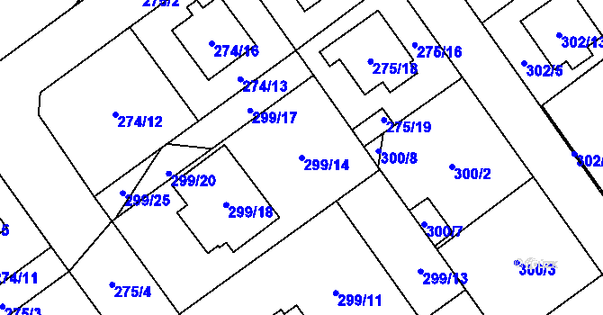 Parcela st. 299/14 v KÚ Chotěboř, Katastrální mapa