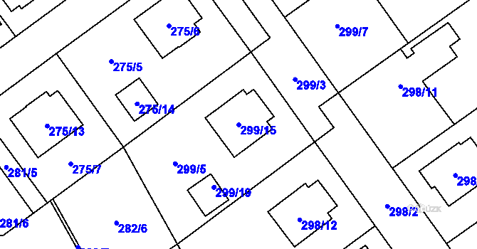 Parcela st. 299/15 v KÚ Chotěboř, Katastrální mapa