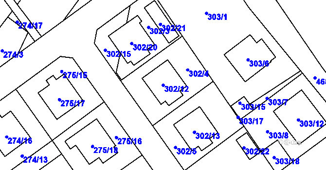 Parcela st. 302/12 v KÚ Chotěboř, Katastrální mapa