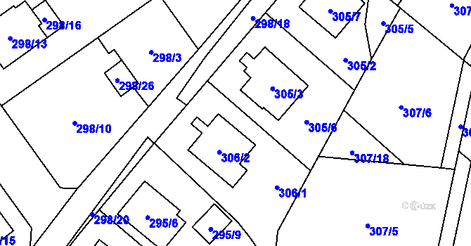 Parcela st. 305/1 v KÚ Chotěboř, Katastrální mapa