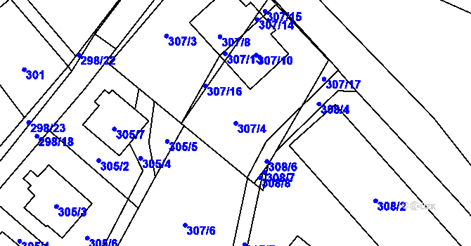 Parcela st. 307/4 v KÚ Chotěboř, Katastrální mapa