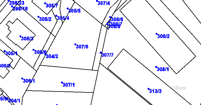 Parcela st. 307/7 v KÚ Chotěboř, Katastrální mapa