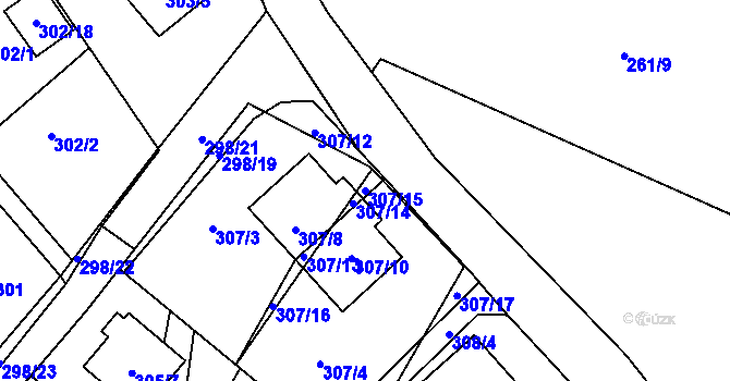 Parcela st. 307/15 v KÚ Chotěboř, Katastrální mapa