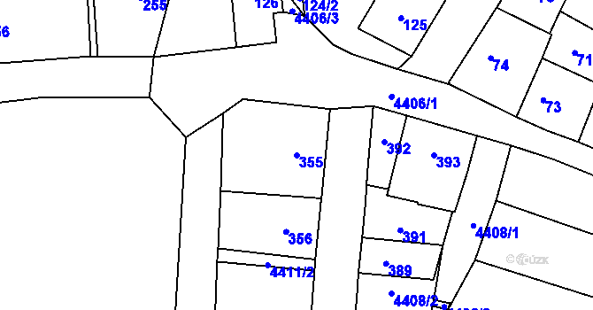 Parcela st. 355 v KÚ Chotěboř, Katastrální mapa