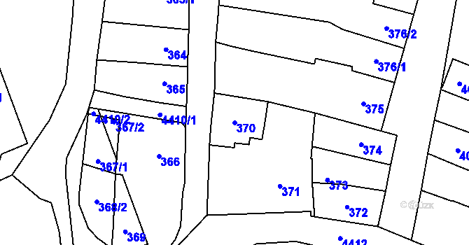 Parcela st. 370 v KÚ Chotěboř, Katastrální mapa