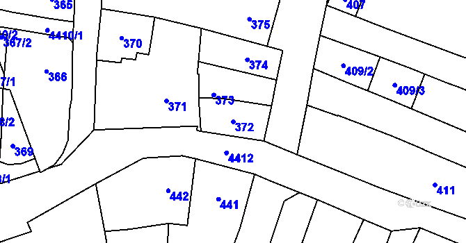 Parcela st. 372 v KÚ Chotěboř, Katastrální mapa