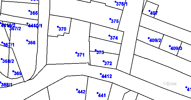 Parcela st. 373 v KÚ Chotěboř, Katastrální mapa