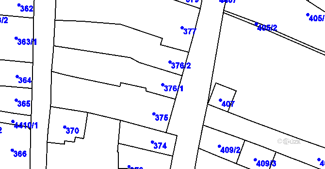 Parcela st. 376/1 v KÚ Chotěboř, Katastrální mapa
