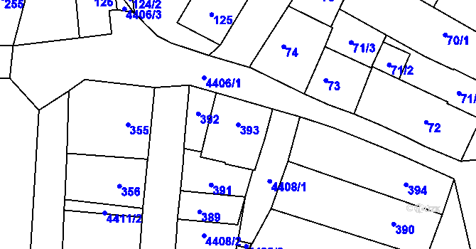 Parcela st. 393 v KÚ Chotěboř, Katastrální mapa