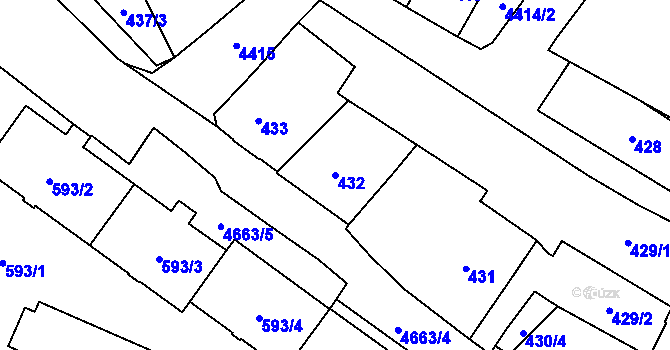 Parcela st. 432 v KÚ Chotěboř, Katastrální mapa