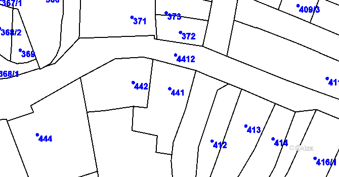 Parcela st. 441 v KÚ Chotěboř, Katastrální mapa