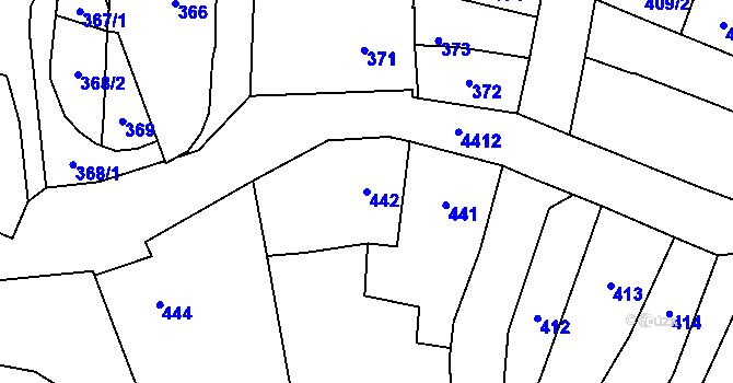 Parcela st. 442 v KÚ Chotěboř, Katastrální mapa