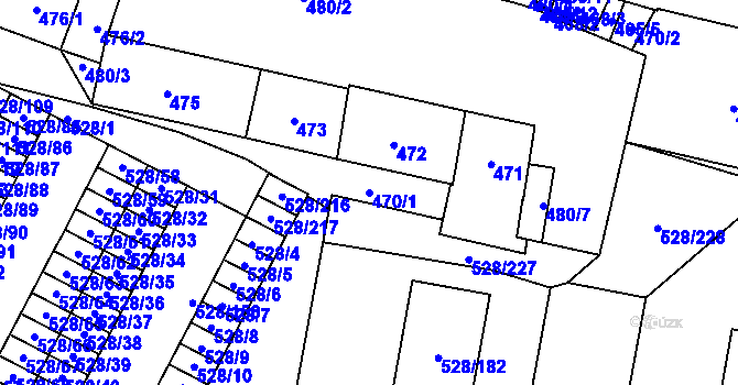 Parcela st. 470/1 v KÚ Chotěboř, Katastrální mapa