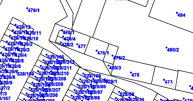 Parcela st. 476/1 v KÚ Chotěboř, Katastrální mapa