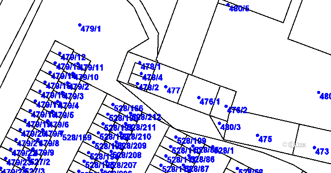 Parcela st. 477 v KÚ Chotěboř, Katastrální mapa
