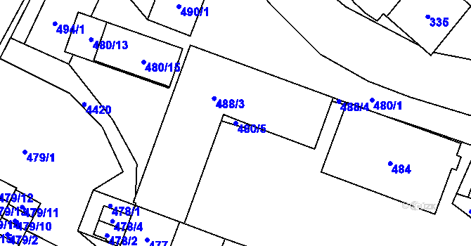 Parcela st. 480/5 v KÚ Chotěboř, Katastrální mapa