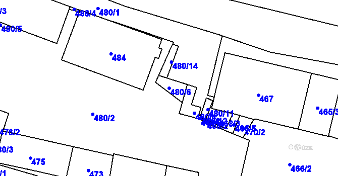 Parcela st. 480/6 v KÚ Chotěboř, Katastrální mapa