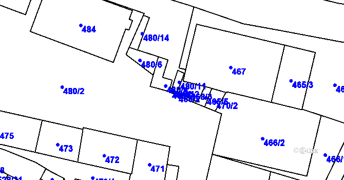 Parcela st. 480/12 v KÚ Chotěboř, Katastrální mapa