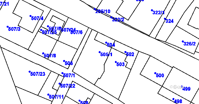 Parcela st. 505/1 v KÚ Chotěboř, Katastrální mapa