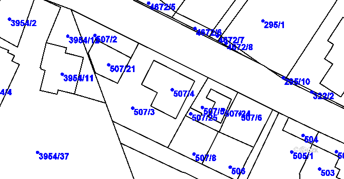 Parcela st. 507/4 v KÚ Chotěboř, Katastrální mapa