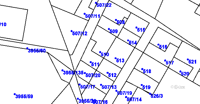 Parcela st. 510 v KÚ Chotěboř, Katastrální mapa