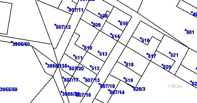 Parcela st. 513 v KÚ Chotěboř, Katastrální mapa