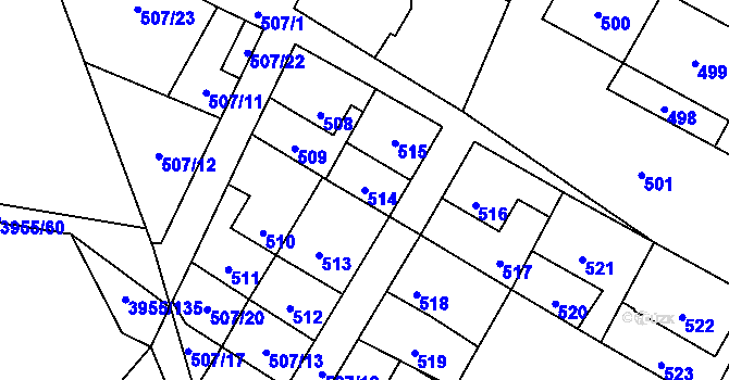 Parcela st. 514 v KÚ Chotěboř, Katastrální mapa
