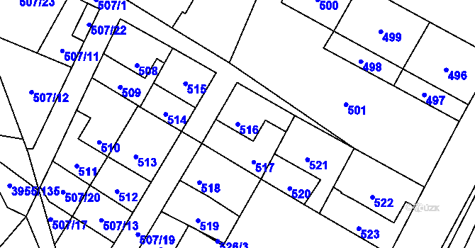 Parcela st. 516 v KÚ Chotěboř, Katastrální mapa