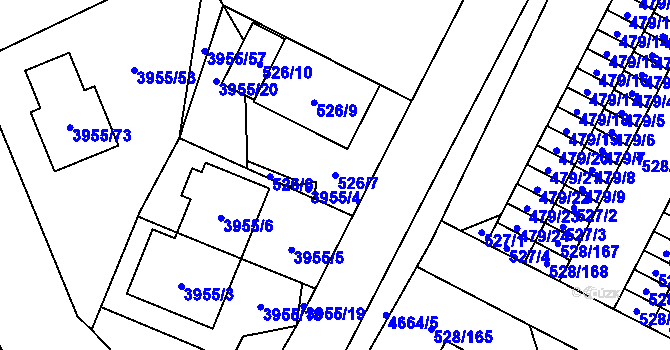 Parcela st. 526/7 v KÚ Chotěboř, Katastrální mapa