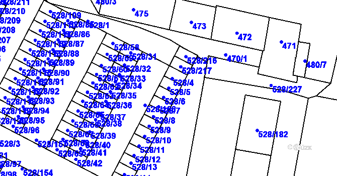 Parcela st. 528/5 v KÚ Chotěboř, Katastrální mapa