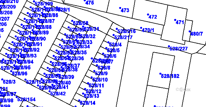 Parcela st. 528/6 v KÚ Chotěboř, Katastrální mapa