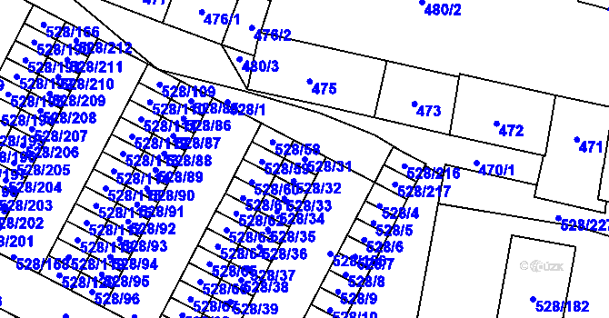 Parcela st. 528/31 v KÚ Chotěboř, Katastrální mapa
