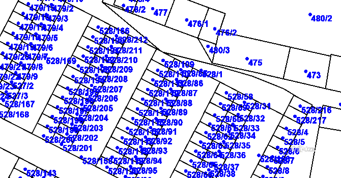 Parcela st. 528/87 v KÚ Chotěboř, Katastrální mapa