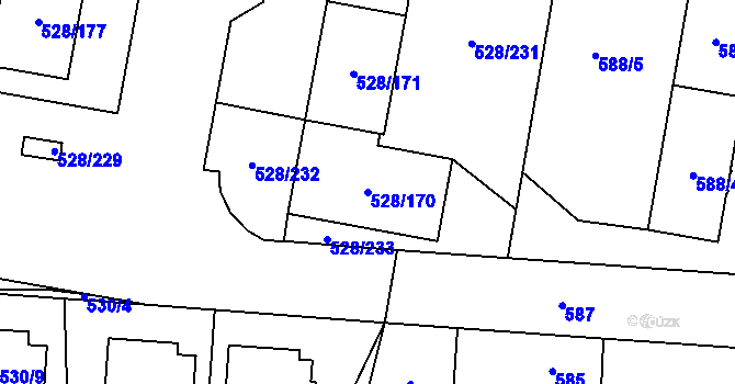 Parcela st. 528/170 v KÚ Chotěboř, Katastrální mapa