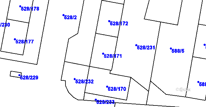 Parcela st. 528/171 v KÚ Chotěboř, Katastrální mapa