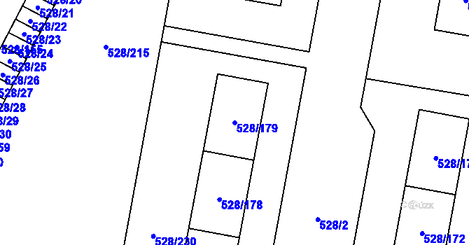 Parcela st. 528/179 v KÚ Chotěboř, Katastrální mapa