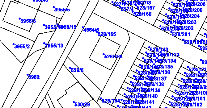 Parcela st. 528/188 v KÚ Chotěboř, Katastrální mapa
