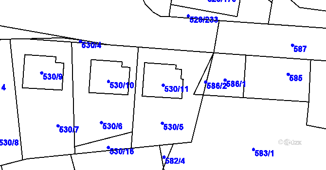 Parcela st. 530/11 v KÚ Chotěboř, Katastrální mapa