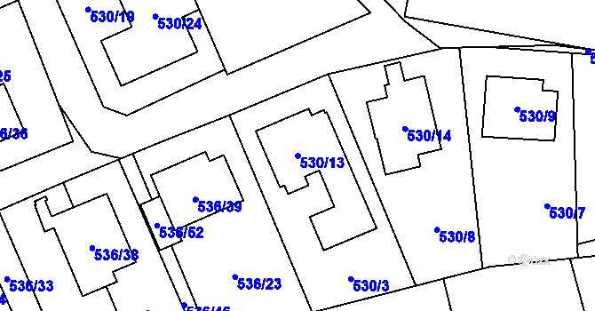 Parcela st. 530/13 v KÚ Chotěboř, Katastrální mapa