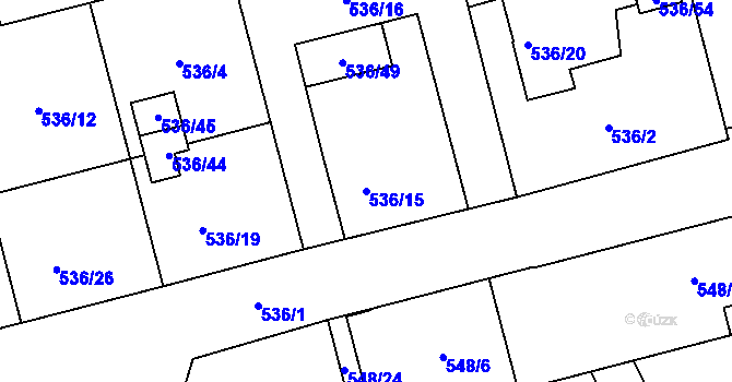 Parcela st. 536/15 v KÚ Chotěboř, Katastrální mapa